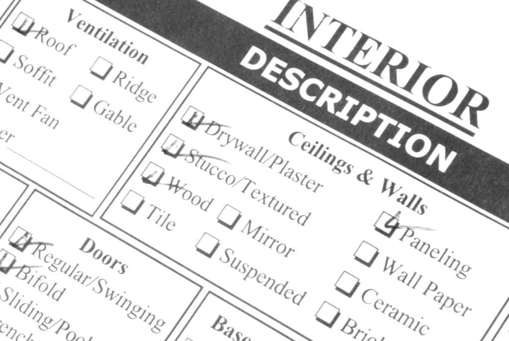 Form for home inspector to fill out