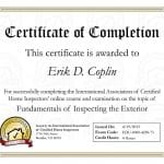 Certificate of Completion for Erik D Coplin